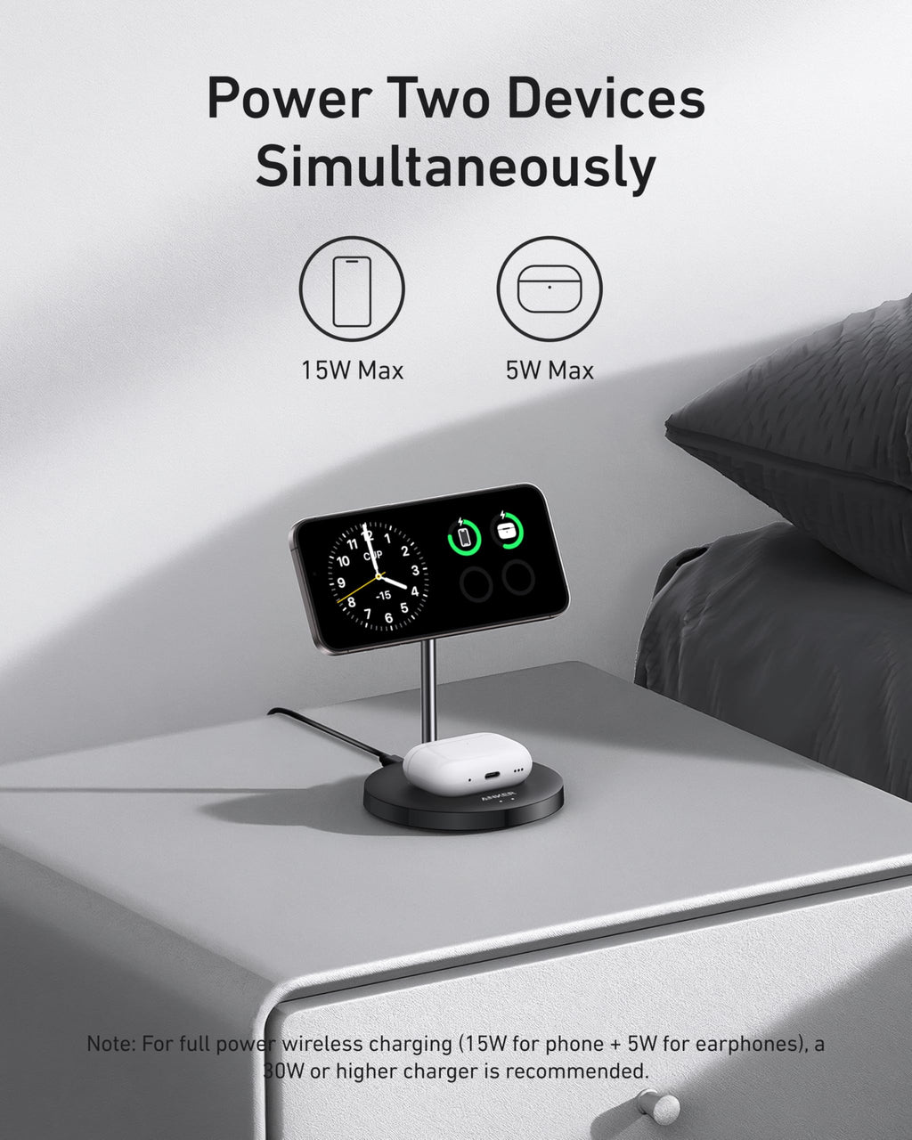 Anker MagGo Wireless Charger (2-in-1, Stand, 40W Adapter Included)