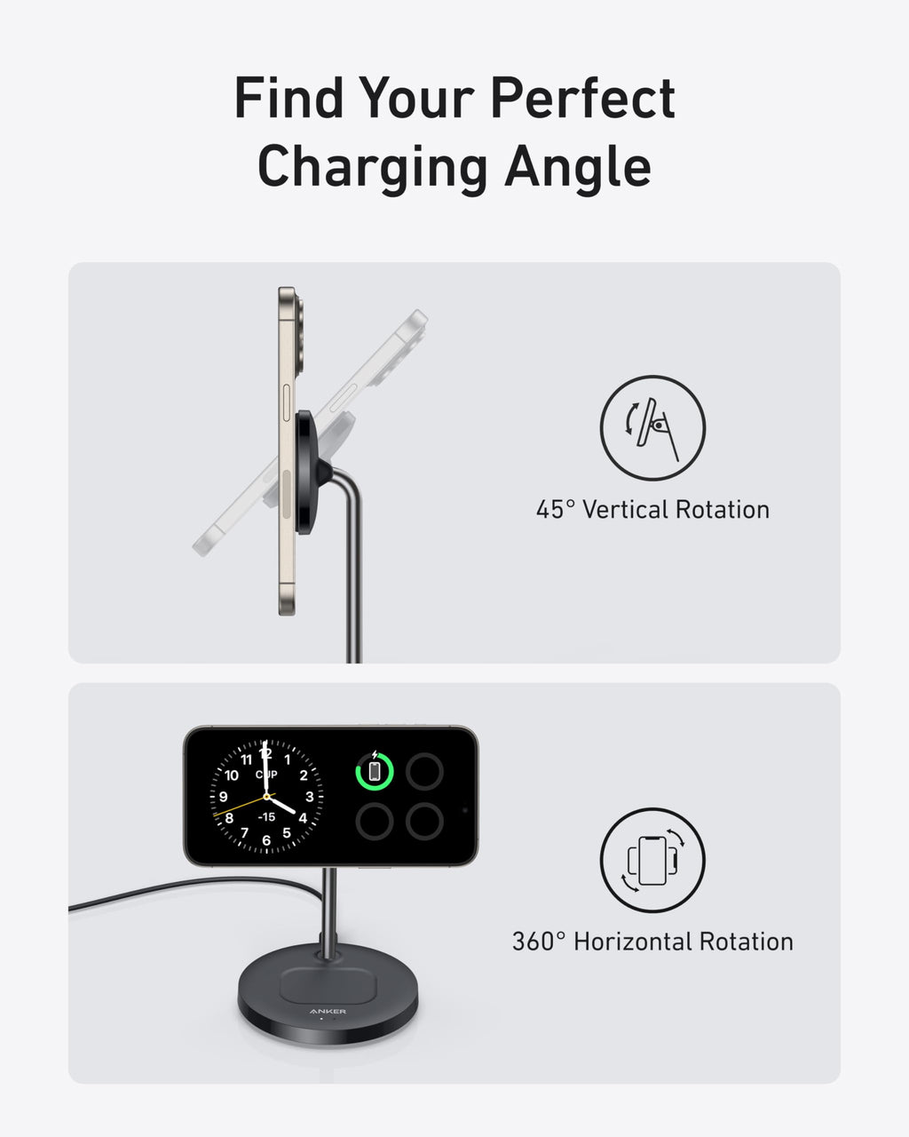 Anker MagGo Wireless Charger (2-in-1, Stand, 40W Adapter Included)