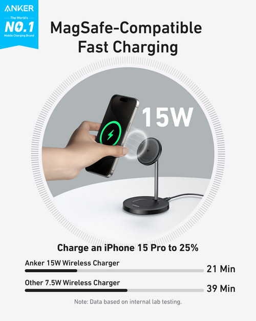 Anker MagGo Wireless Charger (2-in-1, Stand, 40W Adapter Included)