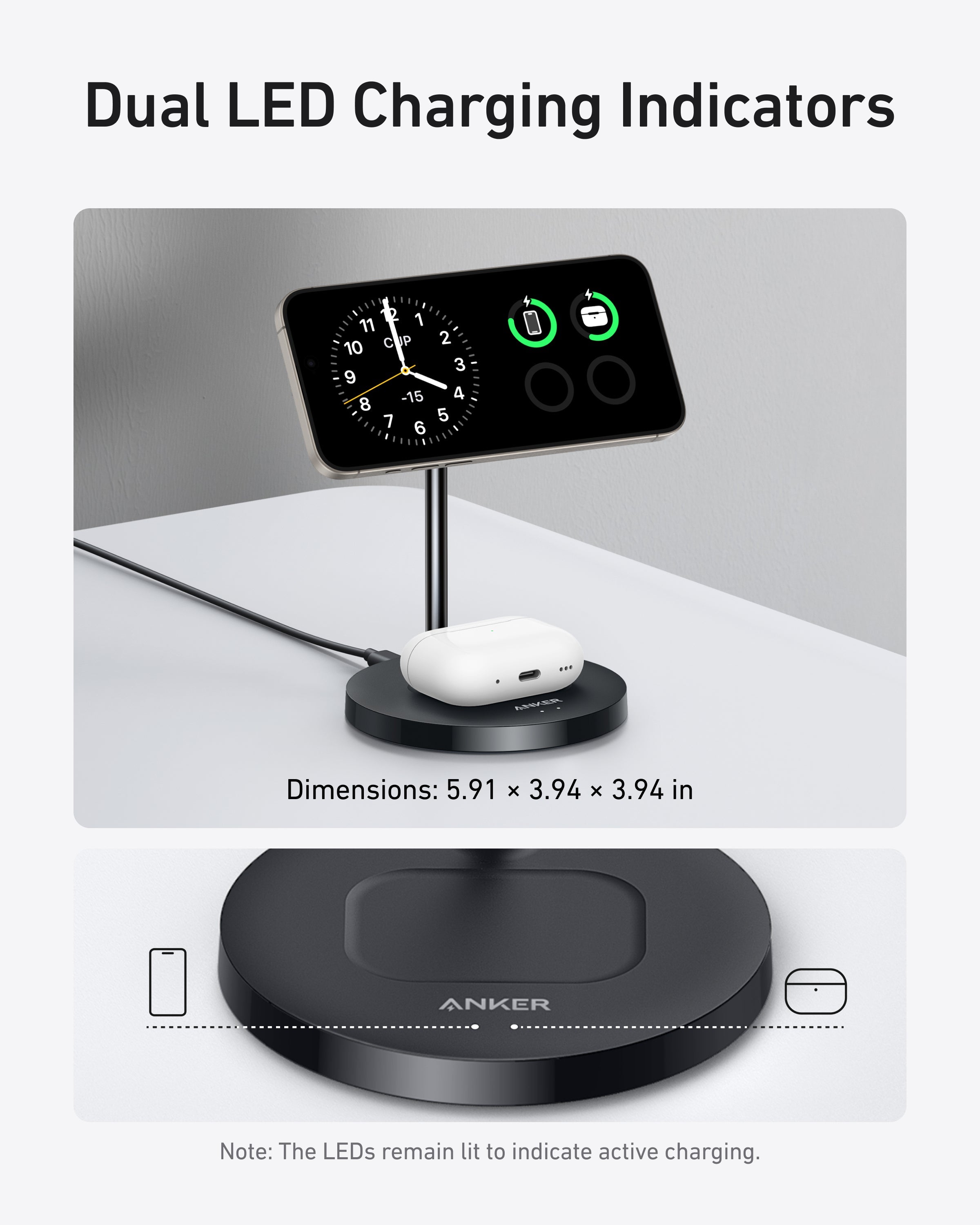 Anker MagGo Wireless Charger (2-in-1, Stand, 40W Adapter Included)