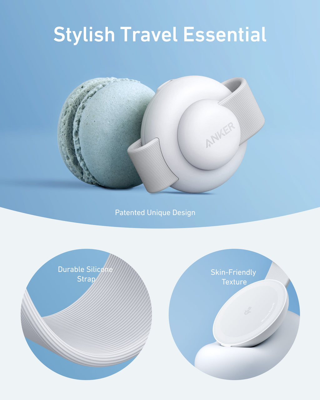 Anker MagGo Wireless Charging Station (3-in-1, Foldable Pad, Aurora White, with Travel Case & Adapter)