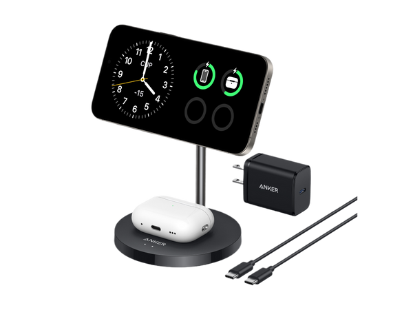 Anker MagGo Wireless Charger (2-in-1, Stand, 40W Adapter Included)