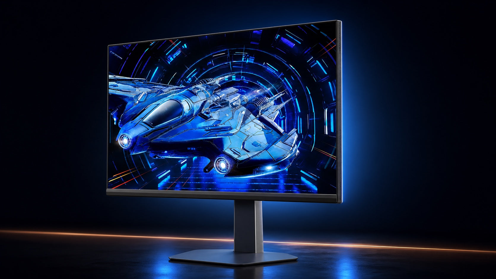 PERF 19Z dans un studio sombre, affichant une scène de jeu futuriste